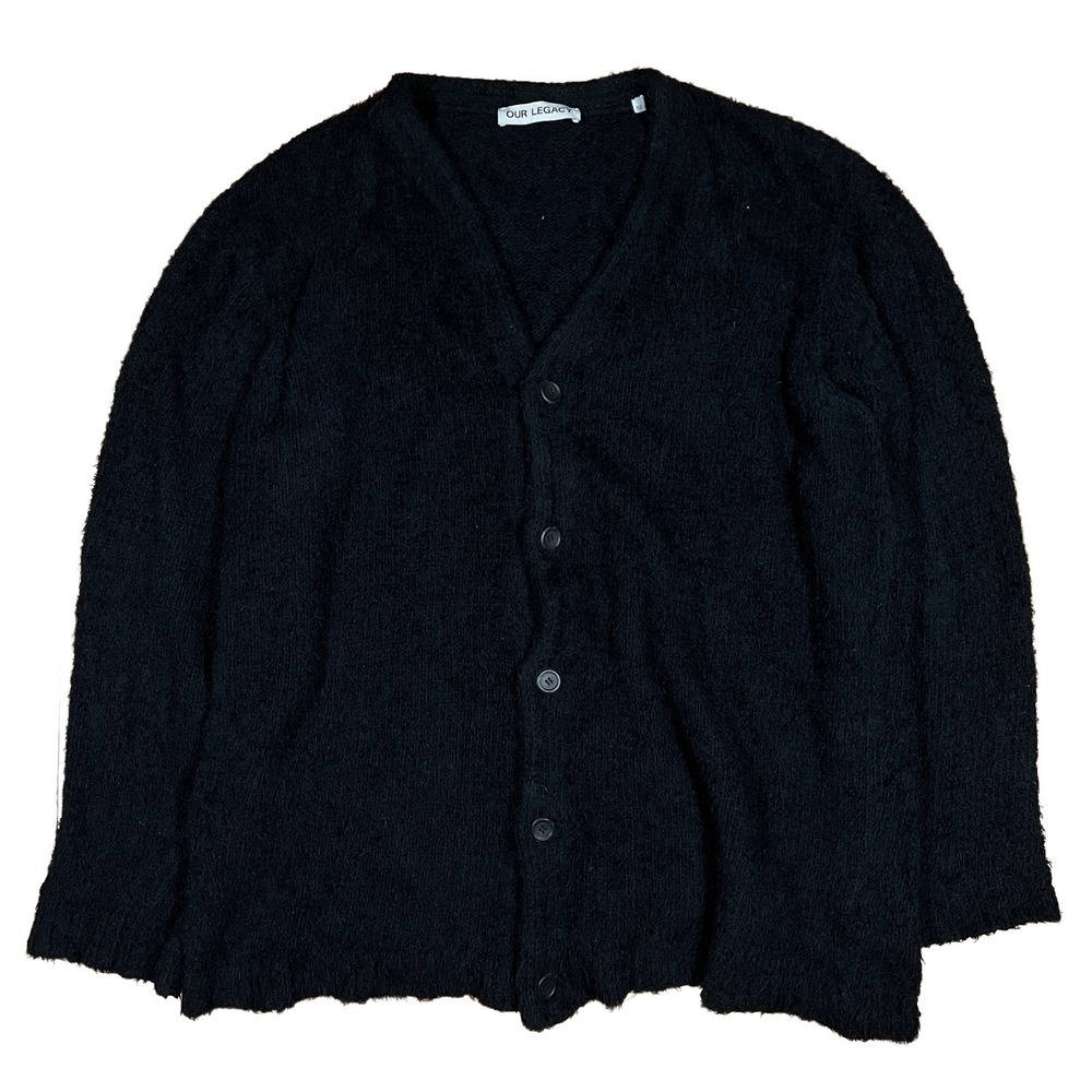 Our Legacy Knitted Cardigan Black Cotton 52 Fuzzy Look Grunge Designer